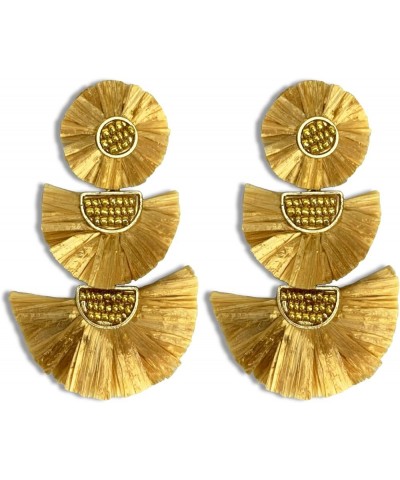 Statement Earrings Beaded Raffia Palm Bohemian Drop Dangle Earrings for women Gold $7.64 Earrings