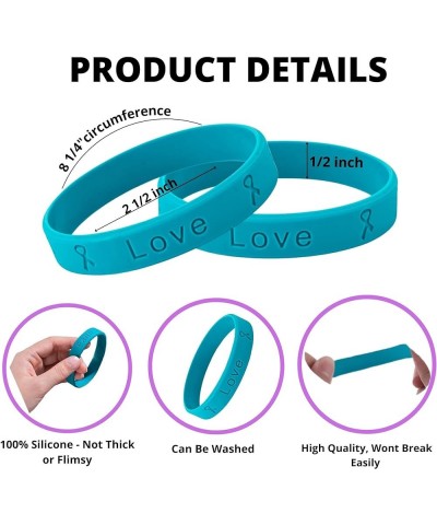 Teal Ribbon Awareness Bracelet – Teal Ribbon Silicone Bracelet for Ovarian Cancer Awareness, Sexual Assault, PTSD, Anxiety Di...