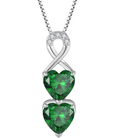 Infinity Heart Birthstone Pendant Necklace 925 Sterling Silver Jewelry Gift for Women Emerald $31.34 Necklaces