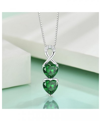 Infinity Heart Birthstone Pendant Necklace 925 Sterling Silver Jewelry Gift for Women Emerald $31.34 Necklaces