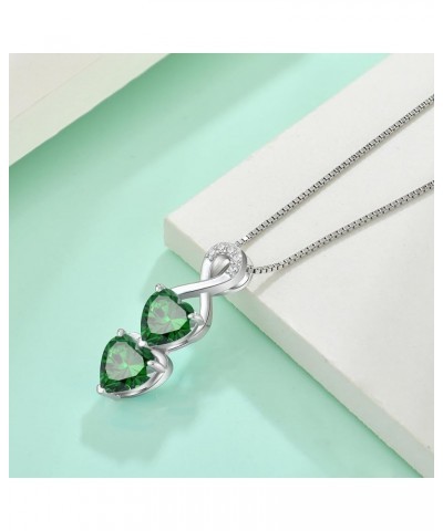 Infinity Heart Birthstone Pendant Necklace 925 Sterling Silver Jewelry Gift for Women Emerald $31.34 Necklaces