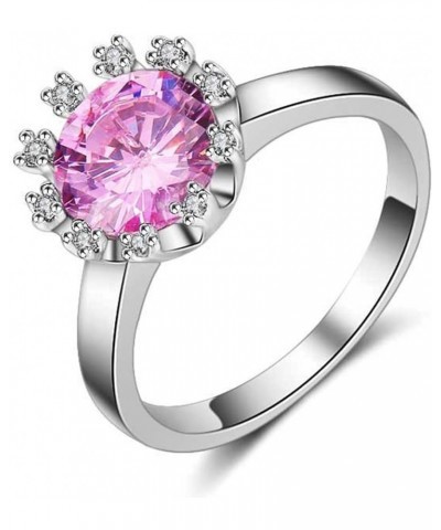 Oval Round Shaped CZ Rings Engagement Rings for Women Party Statement Inspired Cocktails For Woman Size 6-9 Pink $7.55 Rings