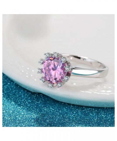 Oval Round Shaped CZ Rings Engagement Rings for Women Party Statement Inspired Cocktails For Woman Size 6-9 Pink $7.55 Rings