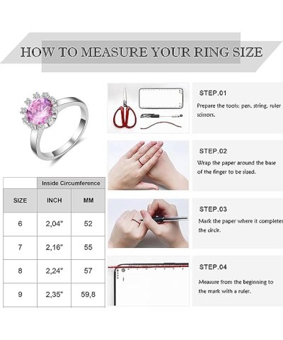 Oval Round Shaped CZ Rings Engagement Rings for Women Party Statement Inspired Cocktails For Woman Size 6-9 Pink $7.55 Rings