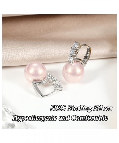 Pearl Earrings for Women 925 Sterling Silver White Gold Dangle Drop Earrings 5A Cubic Zirconia Pearl Drop Earrings Large Size...