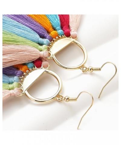 Women Tassel Earrings Bohemia Fan Shape Thread Tassel Statement Drop Dangle Earrings for Girl Lady Color 1 $5.60 Earrings