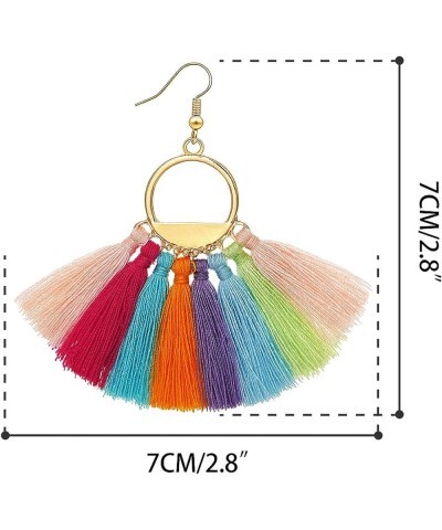 Women Tassel Earrings Bohemia Fan Shape Thread Tassel Statement Drop Dangle Earrings for Girl Lady Color 1 $5.60 Earrings