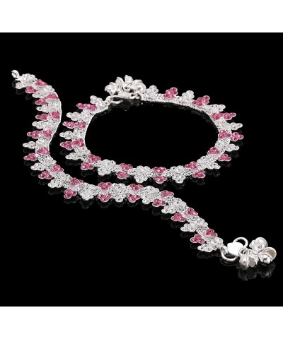 Ethnic CZ Stone Anklet Bracelet Pair Indian Wedding Foot Payal Jewelry Payal for Women, Girl Design-7 $16.52 Anklets