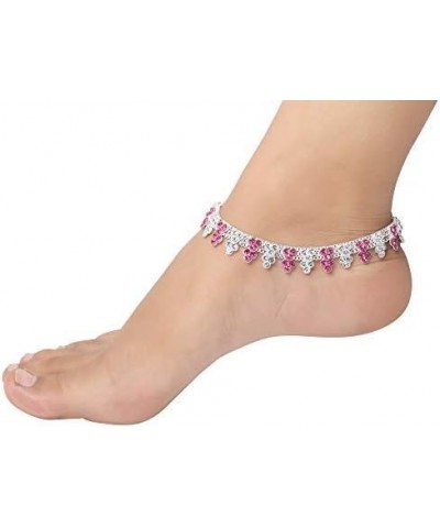 Ethnic CZ Stone Anklet Bracelet Pair Indian Wedding Foot Payal Jewelry Payal for Women, Girl Design-7 $16.52 Anklets