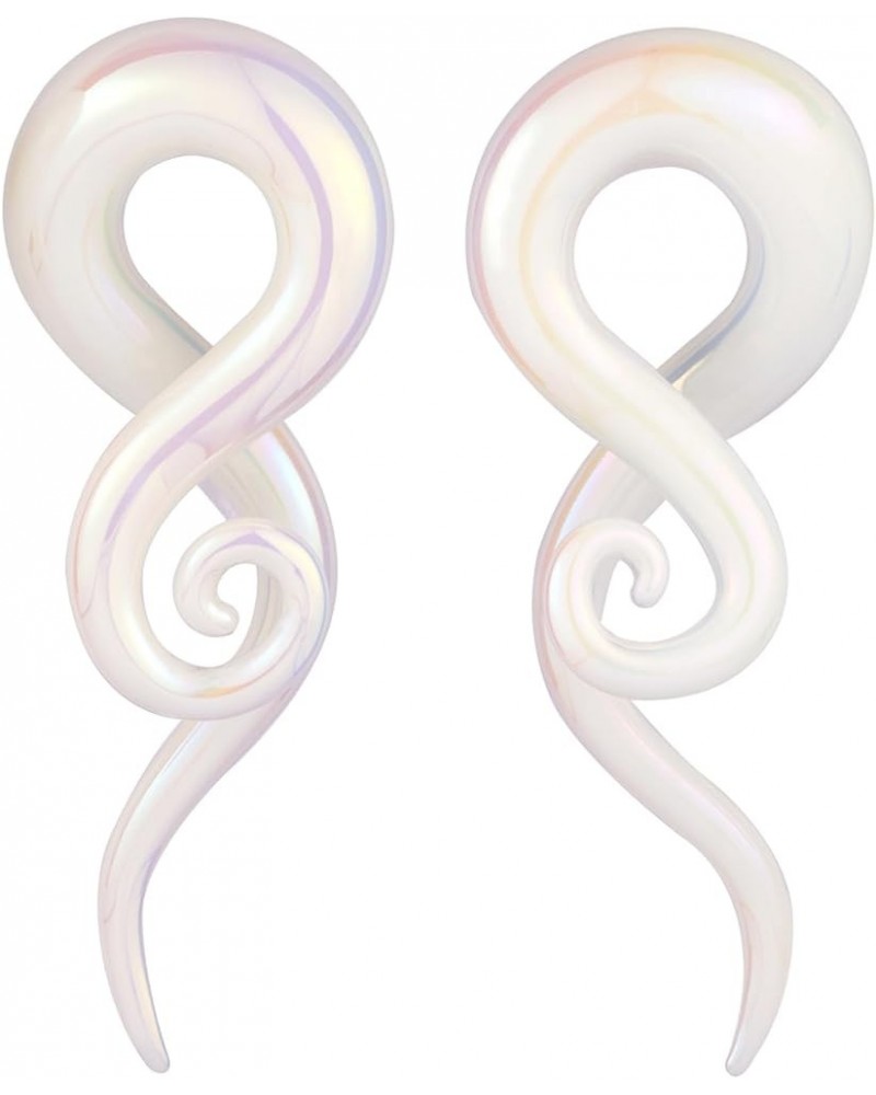 2pcs Glass Tapers Multi-Colors Twist Spiral Plugs Piercing Handmade Hanger Ear Gauges 4G-1/2 inch Sparkling White $9.44 Body ...