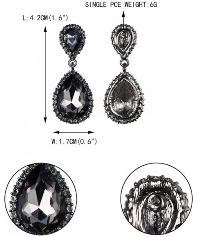 Women's Austrian Crystal Wedding Tear Drop Dangle Earrings Grey Black-Tone $9.66 Earrings