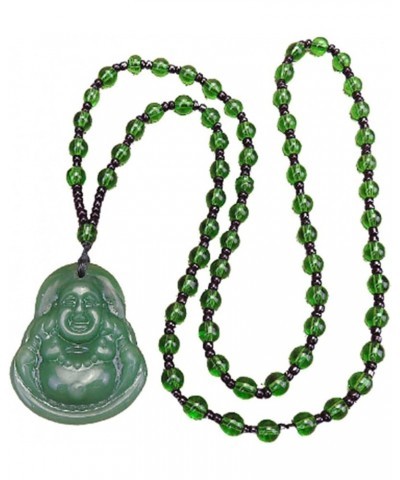 Smiling Laughing Buddha Pendant Green Jade Buddha Necklace Gold Color Link Chain Iced Out Bling Crystal Guanyin Amulet Neckla...