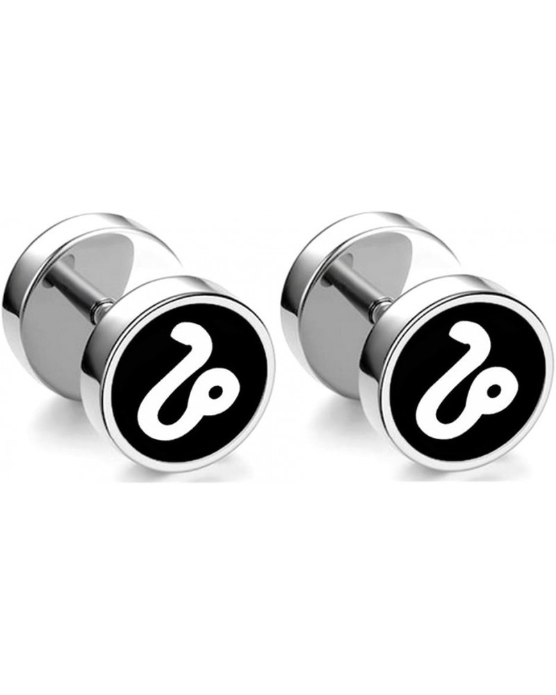 Fashion Stainless Steel Twelve Constellation Barbell Stud Earrings Leo $7.53 Earrings