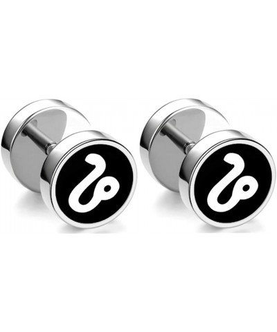 Fashion Stainless Steel Twelve Constellation Barbell Stud Earrings Leo $7.53 Earrings