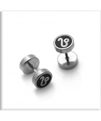 Fashion Stainless Steel Twelve Constellation Barbell Stud Earrings Leo $7.53 Earrings