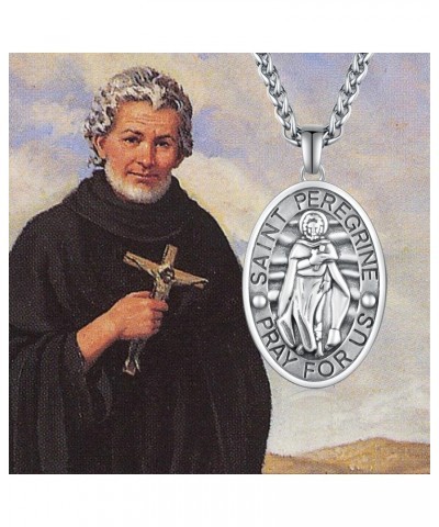 St Peregrine Necklace for Men 925 Sterling Silver St Peregrine Patron Saint of Cancer Necklace Religion Protector Jewelry Gif...