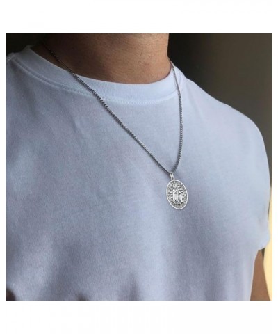 St Peregrine Necklace for Men 925 Sterling Silver St Peregrine Patron Saint of Cancer Necklace Religion Protector Jewelry Gif...