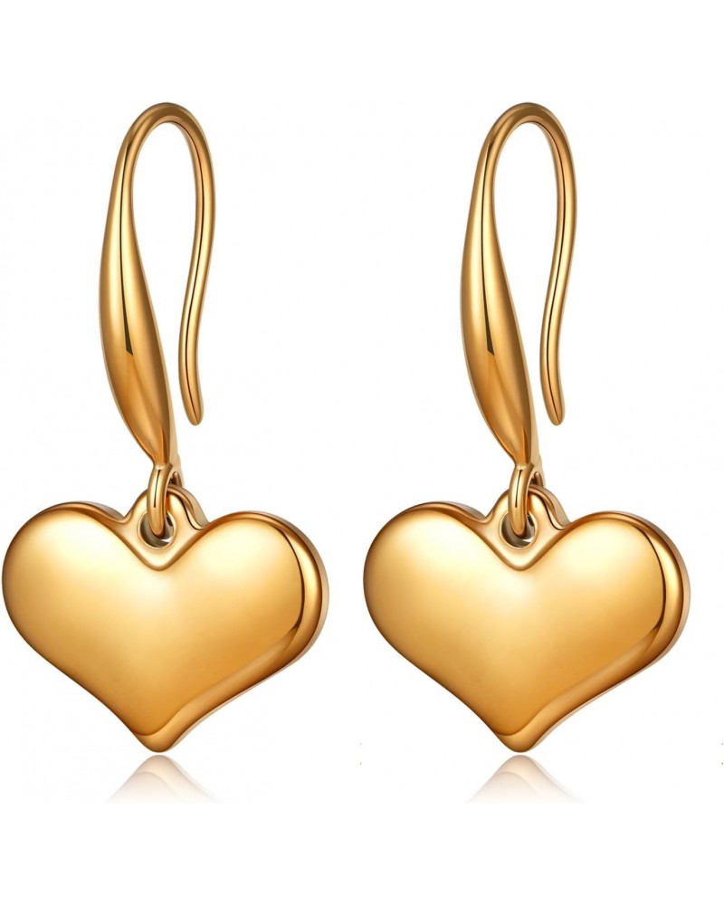 Gold Peach Heart Drop Earrings for Women Trendy 18k Statement Heart Shaped Dangle Earring for Girls Jewelry (03Gold-Hook Hear...