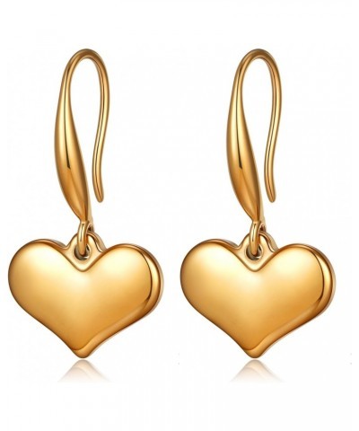 Gold Peach Heart Drop Earrings for Women Trendy 18k Statement Heart Shaped Dangle Earring for Girls Jewelry (03Gold-Hook Hear...