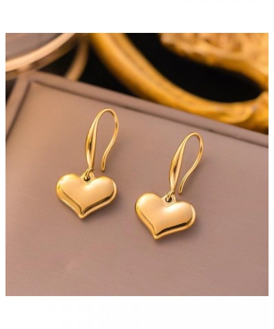 Gold Peach Heart Drop Earrings for Women Trendy 18k Statement Heart Shaped Dangle Earring for Girls Jewelry (03Gold-Hook Hear...