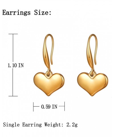 Gold Peach Heart Drop Earrings for Women Trendy 18k Statement Heart Shaped Dangle Earring for Girls Jewelry (03Gold-Hook Hear...