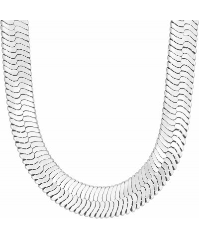 11mm Flexible Herringbone Chain Necklace 24k Real Gold Plated 16 inches White Gold $51.28 Necklaces