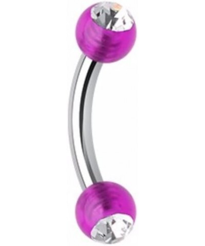 Acrylic Gem Ball Curved Barbell WildKlass Eyebrow Ring 16 GA, 8mm, 3mm ball size, Purple/Clear $8.79 Body Jewelry