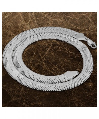 11mm Flexible Herringbone Chain Necklace 24k Real Gold Plated 16 inches White Gold $51.28 Necklaces