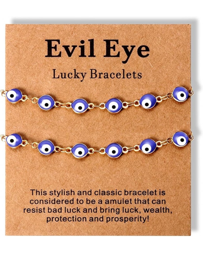 2 Pcs Evil Eye Bracelets for Women Men Girl,18K Gold Plated ，Handmade Adjustable Lucky Bracelet,Evil Eyes Jewelry for Best Fr...