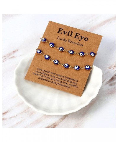 2 Pcs Evil Eye Bracelets for Women Men Girl,18K Gold Plated ，Handmade Adjustable Lucky Bracelet,Evil Eyes Jewelry for Best Fr...