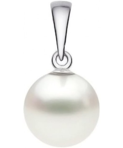 14k Gold AAAA Quality Japanese White Akoya Cultured Pearl Pendant for Women - White Gold 8.5-9mm $69.75 Necklaces