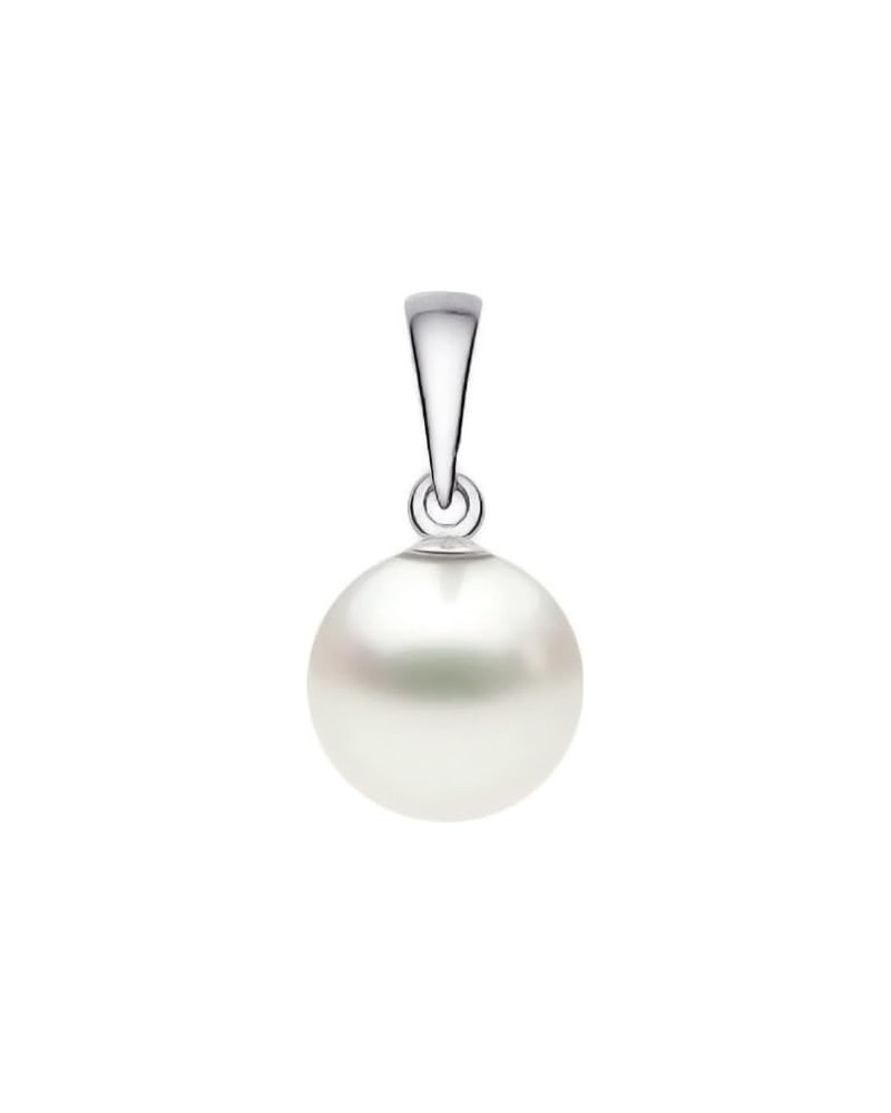 14k Gold AAAA Quality Japanese White Akoya Cultured Pearl Pendant for Women - White Gold 8.5-9mm $69.75 Necklaces