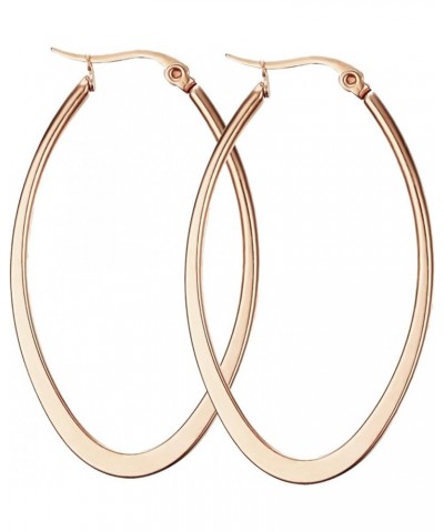 Titanium Stainless Steel Oval-shaped Hoop Earrings for Women Rose Gold $6.62 Earrings