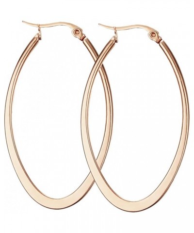 Titanium Stainless Steel Oval-shaped Hoop Earrings for Women Rose Gold $6.62 Earrings