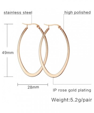 Titanium Stainless Steel Oval-shaped Hoop Earrings for Women Rose Gold $6.62 Earrings