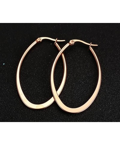 Titanium Stainless Steel Oval-shaped Hoop Earrings for Women Rose Gold $6.62 Earrings