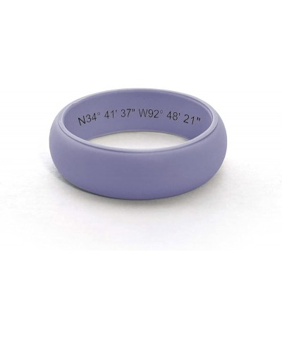 CUSTOM ENGRAVED Womens Silicone Wedding Band Active Athletic Ring - Personalize Any Text, Symbol, Image - SHIPS NEXT DAY Lila...