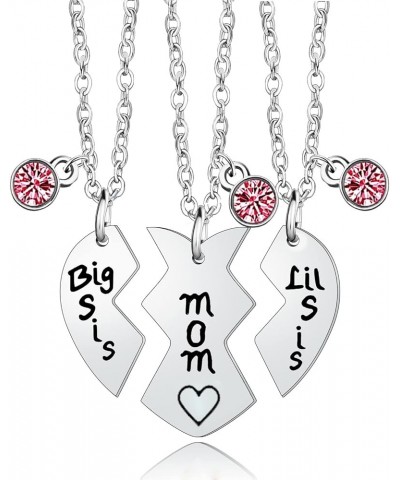 3pcs Big Sis Lil Sis Mom Sister Necklace Mother Daughters Gifts Birthday Mother's Day Chirstmas Gifts for Mother Sister Daugh...