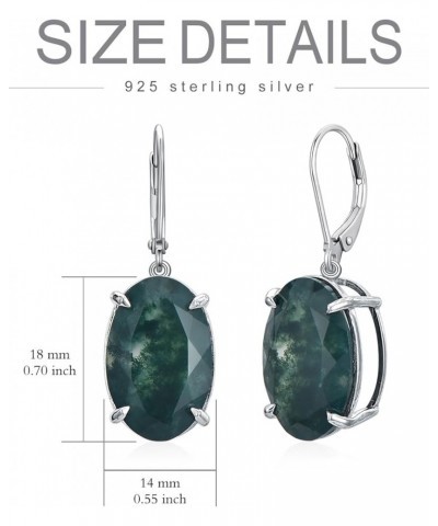 925 Sterling Silver Natural Moss Agate Dangle Drop Earrings For Women Girls Birthday Christmas Green Gems Engagement Wedding ...