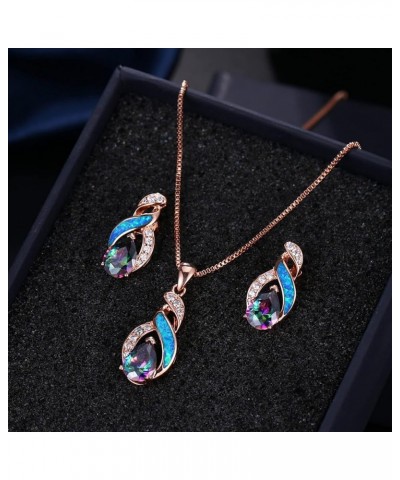 Jewelry Sets Australian Created Opal Necklace Earrings Mother's Day Gifts Jewelry for Mom JS2 $13.86 Jewelry Sets