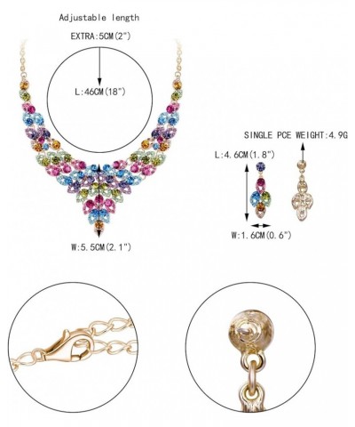 Women's Austrian Crystal Luxury Hollow Leaves Wedding Engagement Necklace Earrings Set Multicolor Gold-Tone $12.96 Jewelry Sets