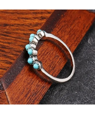 Vintage Small Dainty Ring 925 Sterling Silver Turquoise Stackable Ring for Women Everyday Comfort Ring Bohemia Promise Band R...