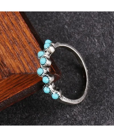 Vintage Small Dainty Ring 925 Sterling Silver Turquoise Stackable Ring for Women Everyday Comfort Ring Bohemia Promise Band R...