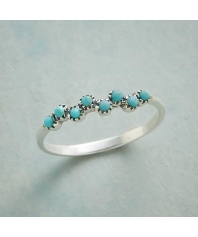 Vintage Small Dainty Ring 925 Sterling Silver Turquoise Stackable Ring for Women Everyday Comfort Ring Bohemia Promise Band R...