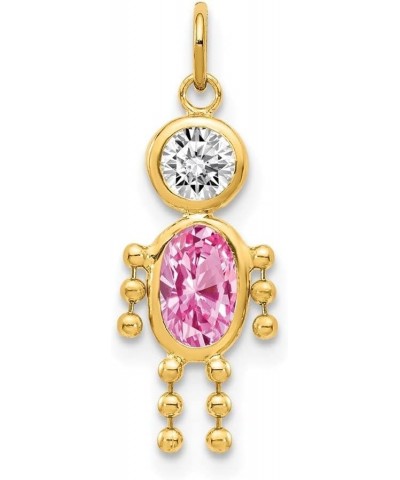 14k Yellow Gold Birthstone Boy Charm Pendant (L- 19 mm, W- 9 mm) Fine Jewelry For Women Pink $34.50 Pendants