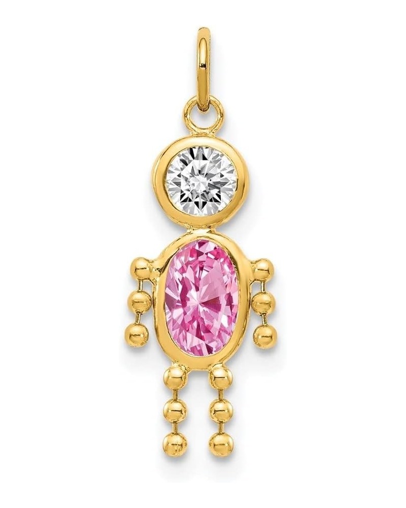 14k Yellow Gold Birthstone Boy Charm Pendant (L- 19 mm, W- 9 mm) Fine Jewelry For Women Pink $34.50 Pendants