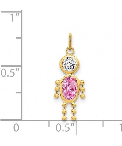 14k Yellow Gold Birthstone Boy Charm Pendant (L- 19 mm, W- 9 mm) Fine Jewelry For Women Pink $34.50 Pendants