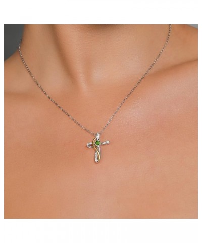 Infinity Cross Necklace For Women | 925 Sterling Silver and 10K Yellow Gold | Gemstone Birthstone and White Lab Grown Diamond...