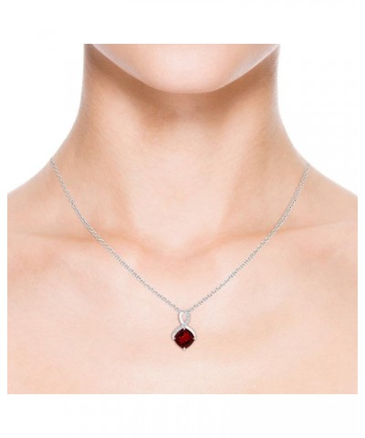 Natural Garnet Solitaire Pendant Necklace for Women, Girls in 14K Solid Gold/Platinum/Sterling Silver | January Birthstone | ...