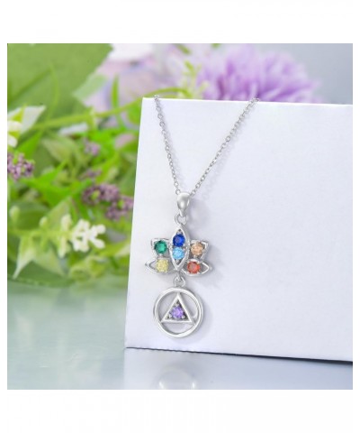 Chakra Triple Moon Goddess Lotus Hamsa Hand AA Crystal Necklace 925 Sterling Silver Lilith Hecate Medusa Witch Necklace Pagan...